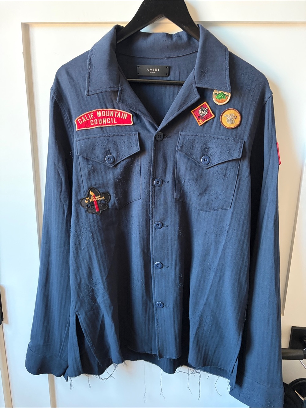 AMIRI Navy Patch-Embellished Lightweight Shirt Jacket